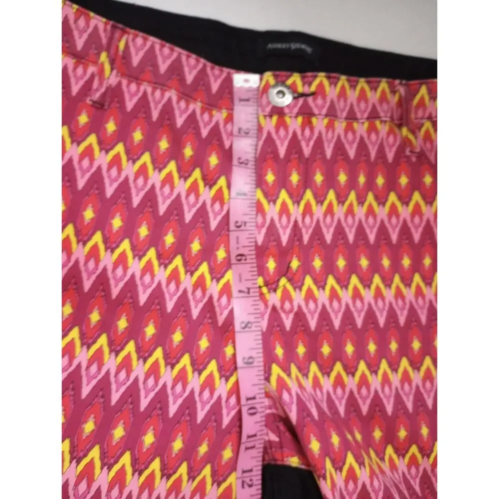 Ashley Stewart Women Jeans Pants 20 Pink Yellow Black Chevron Stretches